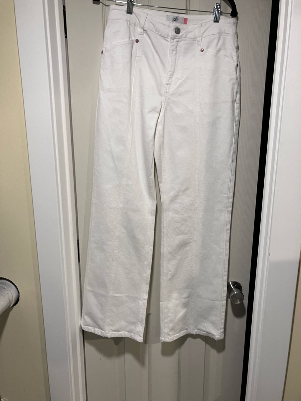Cabi Lark White Straight-Leg Jeans